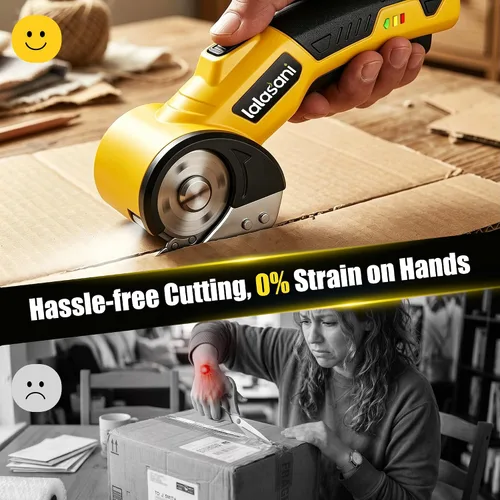 Vista 3 de Cordless Electric Scissors for Cardboard, Automatic Box Cutter (Yellow, 1.0)