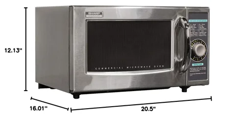Vista 8 de Sharp R-21LCFS Horno de microondas comercial de servicio medio (temporizador de dial, 1000 vatios, 120 voltios) (Actualización de R-21LCF), plateado