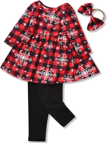Vista 21 de Aalizzwell Conjunto de túnica floral para niñas pequeñas para otoño e invierno Naranja