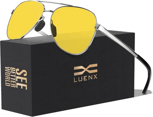 Vista 9 de Luenx Aviator Sunglasses Men Polarized Women Classic UV400 Driving Negro