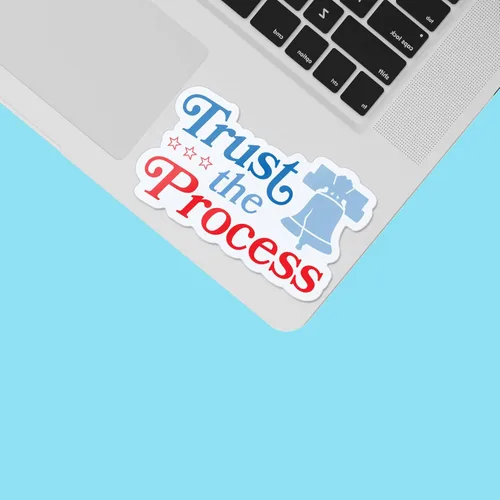 Vista 3 de Trust the Process - Adhesivo para botella de agua Hydroflask, calcomanías de baloncesto para laptop, regalos de los Sixers