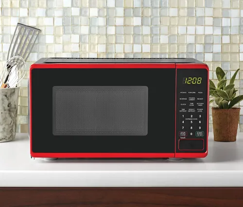 Vista 7 de NAXXY Horno de microondas compacto de encimera Cu ft, opción roja de un solo toque de 30 segundos