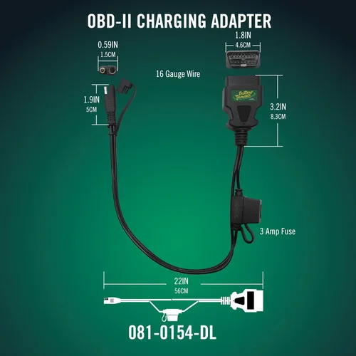 Vista 2 de Battery Tender OBDII - Cable adaptador para carga de batería de 12 V, cable de 22 pulgadas, compatible con energía solar, carga la batería de 12 V