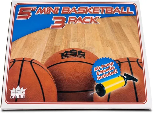 Vista 2 de Crown Sporting Goods Mini baloncesto con aguja y bomba de inflado (juego de 3), 5 pulgadas