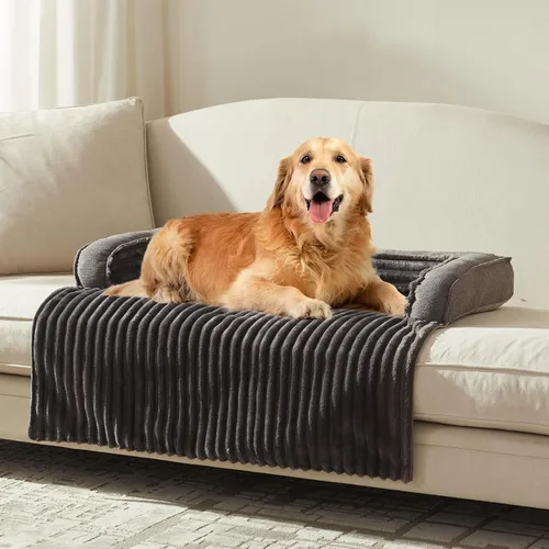 Vista 9 de WINDRACING Sofá cama de lujo para perro, funda lavable y calmante para perros, protector de sofá cama impermeable, tapete para cama de mascotas
