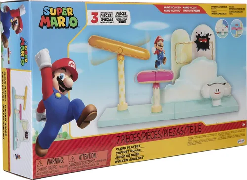 Vista 7 de Super Mario Cloud World Diorama Set con figura de acción Running Mario de 2.5 pulgadas