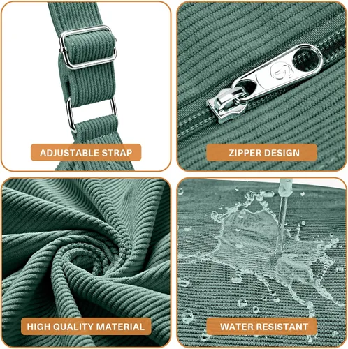 Vista 6 de KALIDI - Bolsa de pana para mujer, con cremallera, casual, de gran capacidad, con bolsillos