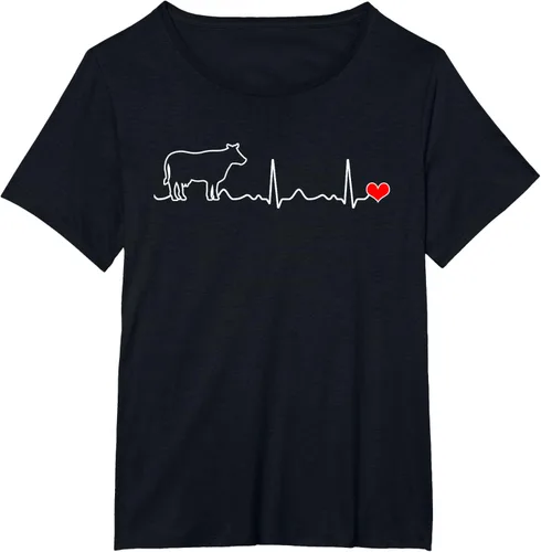 Vista 34 de Camiseta de paciente con corazón I Love My Cow Valve EKG Heartbeat Heart Pacient, Negro, S