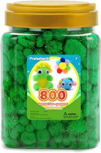 Vista 37 de Praisebank Pompones Negros - 2000 piezas, 1cm, Ideales para Artes y Manualidades, Bolas de Pompón en Frasco