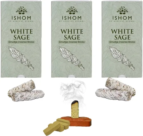 Vista 14 de Smudge - Juego de 45 ladrillos de incienso, Palo Santo, salvia blanca, sandalias Oudh para limpieza de energía negativa y protección, aromaterapia