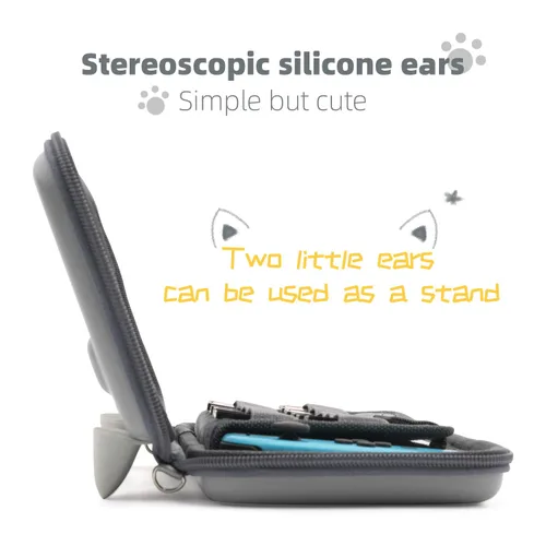 Vista 4 de GeekShare Cat Ears Carry Case Compatible with Nintendo SwitchSwitch OLED - Portable Hardshell Slim Travel Carrying Case fit Switch Console Game