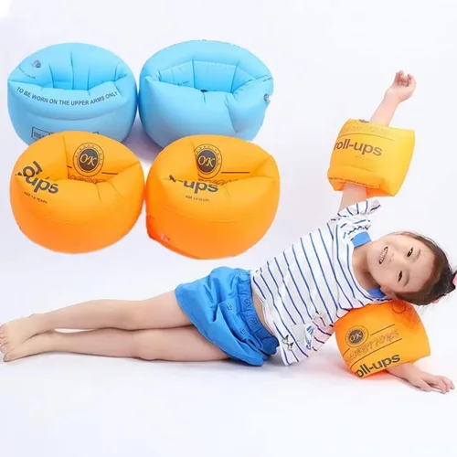 Vista 7 de Anillos flotantes de brazo de natación para niños y adultos (paquete de 8) con bomba inflable, flotadores de brazo de PVC para niños, bandas