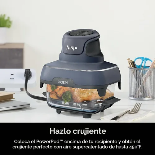 Vista 7 de Freidora de aire Ninja, Sistema Crispi de 4QT + 3 contenedores con tapas de almacenamiento, Freidora de aire, Microondas, Congelador y apto