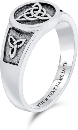 Vista 3 de Viking Celtic Infinity Trinity Knot Triquetra Signet Ring Sterling Silver Plateado