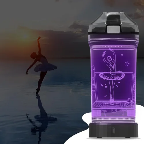 Vista 4 de YuanDian Botella de agua para niños con luz LED 3D - 14 onzas Tritan libre de BPA ecológica - 7 colores luz tazas de bebida geniales, regalo