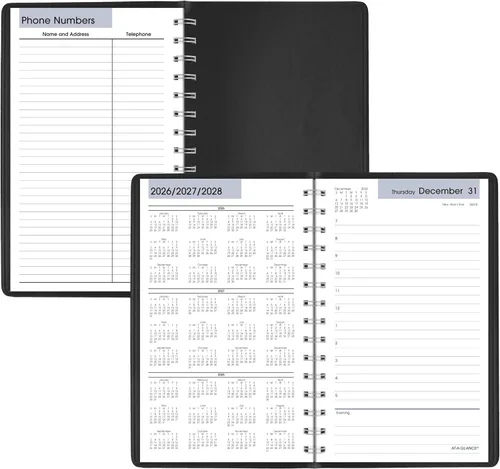 Vista 5 de AT-A-GLANCE Agenda de citas 2027, diario, 5 x 8 pulgadas, por hora, DayMinder, negro (SK440027)