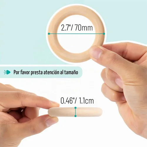 Vista 3 de Mr. Pen Anillos de madera de abedul, 2.7 pulgadas, paquete de 10, anillos de madera para manualidades