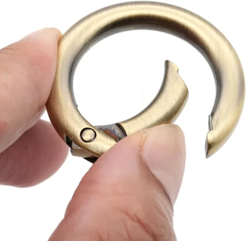 Vista 3 de CRAFTMEMORE 2pcs 1 3/8 pulgadas O Rings Snap Clip Gigger Spring Opening Llavero Hebilla Monedero Hardware SCOS (latón cepillado), Cobrizo cepillado