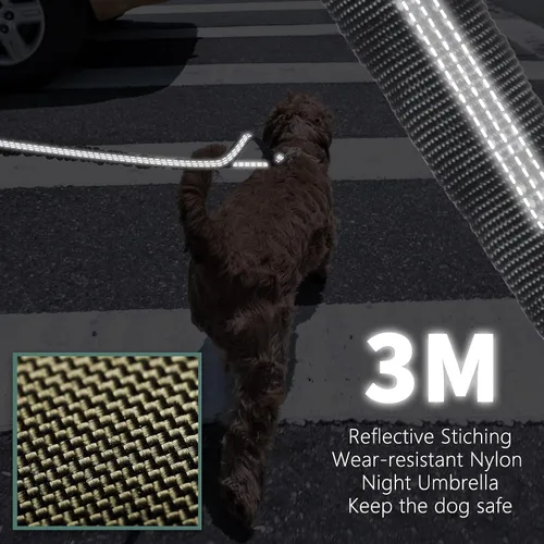 Vista 6 de BUMBIN Correa elástica de 6 pies con 2 asas para perros grandes, medianos y pequeños, resistente, sin tirones, absorción de golpes con cinturón