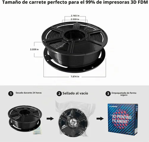 Vista 6 de FLASHFORGE - Filamento PLA para impresora 3D de 1.75mm, carrete de 1kg (2.2lbs), precisión dimensional de +/- 0.02mm, filamento para impresión 3D
