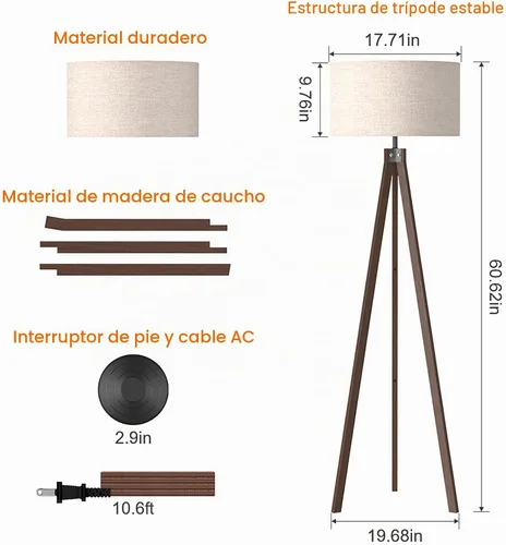 Vista 6 de LEPOWER Lámpara de pie trípode Lámparas de pie modernas de mediados