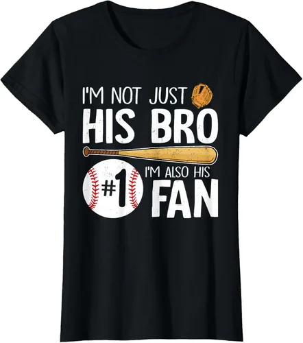 Vista 51 de Camiseta Baseball Brother I'm Not Just His Bro I'm His Number One Fan, Negro