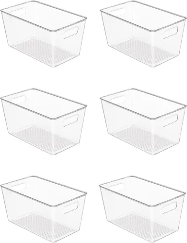Vista 9 de Vtopmart - 2 unidades de contenedores de plástico transparente con asas para organizar y almacenar artículos y alimentos, ideales para cocina