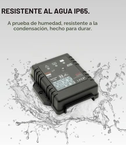 Vista 2 de LNEX Controlador de Carga Solar Impermeable 8A, 12V Mini Regulador Inteligente de Batería de Panel Solar con Indicador LED para LiFePO4, AGM, Gel