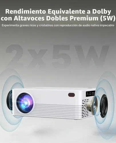 Vista 7 de Proyector inteligente con Wi-Fi y Bluetooth, proyector de video de soporte Blanco
