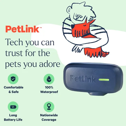 Vista 3 de PetLink Rastreador de perros GPS - Collar rastreador de mascotas en tiempo real - Rastreador GPS impermeable para perros con valla virtual