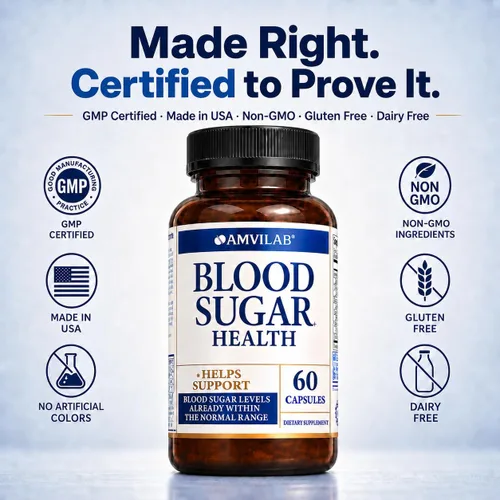 Vista 8 de Blood Sugar Health Natural 20 hierbas y vitaminas con canela, ácido alfa lipoico para apoyar la salud, sin OMG, para hombres y mujeres, soporta