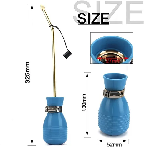 Vista 7 de SI FANG Polvo de tierra de diatomeas, pulverizador de bombillas de tratamiento de insectos con tubo largo de cobre, aplicador de polvo de Azul