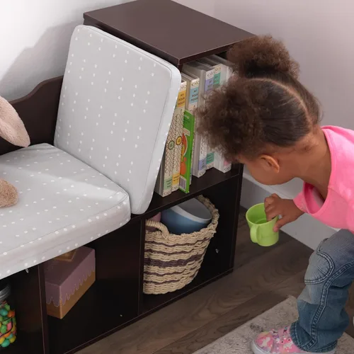 Vista 4 de KidKraft librero con recoveco para lectura, color café espresso