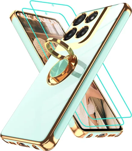 Vista 116 de Funda para Motorola Moto G 5G 2024: Funda Moto G Play 5G 2024 con 2 piezas de protectores de pantalla, soporte de anillo de rotación de 360°