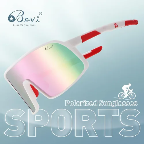 Vista 4 de Bevi - Lentes de sol deportivos polarizados con montura TR90 para hombres y mujeres, conducción al aire libre, ciclismo