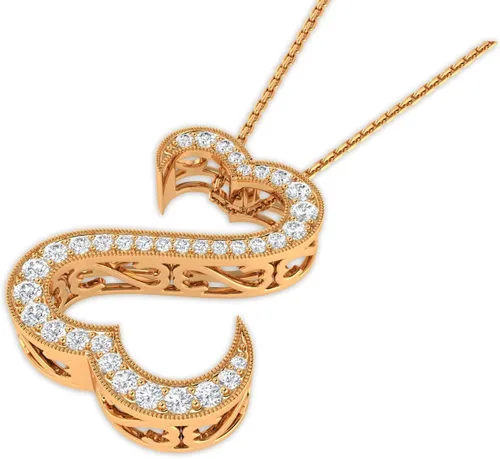 Vista 8 de 0.75 CT. T.W. Open Heart Pendant Necklace YellowRose & White Gold Plated 925 Sterling Silver Cubic Zirconia Cz Diamond Jewelry for Women