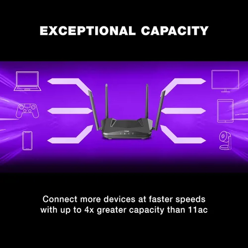 Vista 2 de D-Link Router WiFi 6 AX1800 Mesh Voice Control inalámbrico de doble banda Gigabit Gaming Internet Network para el hogar (DIR-X1870-US/RE) (renovado)