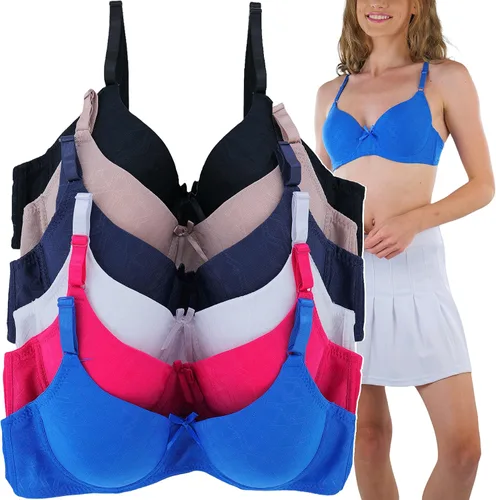 Vista 10 de ToBeInStyle Paquete de 6 sujetadores acolchados de estilo clásico con aros para mujer