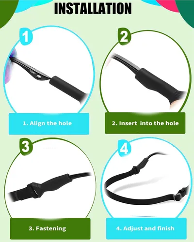Vista 6 de Correa de lentes para niños pequeños (6.5 a 10 pulgadas), agarre de oreja para lentes de ojos