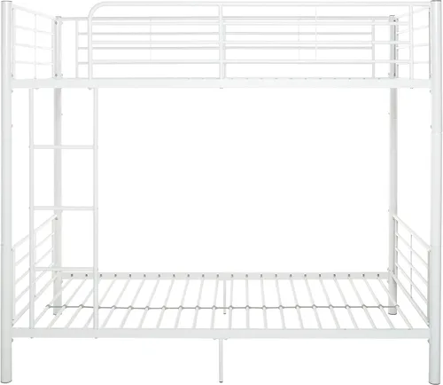 Vista 4 de Walker Edison Elodie - Litera de metal, cama individual sobre cama individual, color blanco