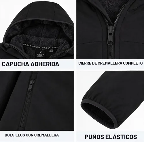 Vista 6 de Spyder Chaqueta Softshell para hombre - Chaqueta de forro polar resistente Cuervo negro