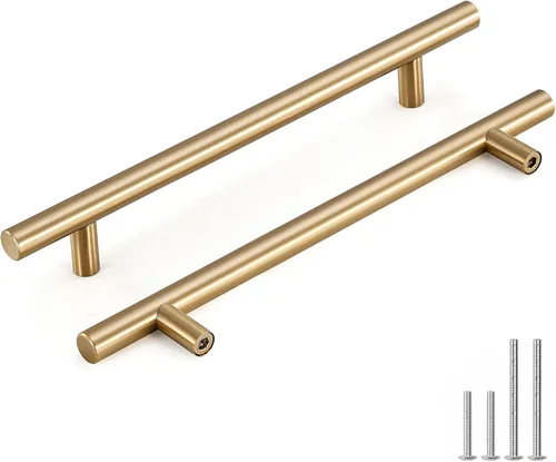 Vista 13 de Goldenwarm Paquete de 5 tiradores para gabinete color bronce champán, tiradores para cajones de bronce de 2-1/2 pulgadas (64mm), manijas
