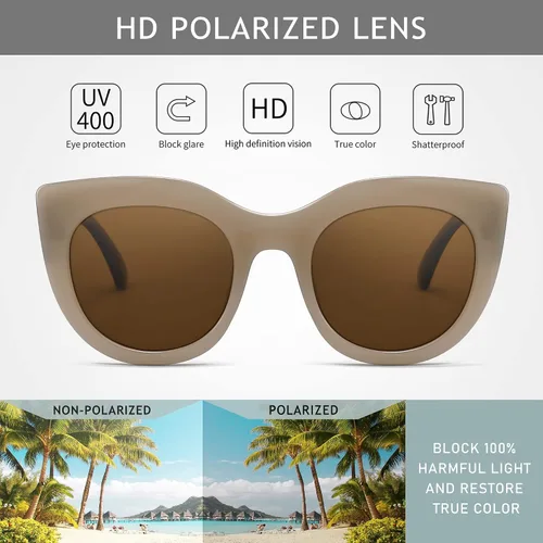 Vista 2 de SUNGAIT Gafas de sol polarizadas vintage de gran tamaño para mujer, gafas de sol de moda para mujer