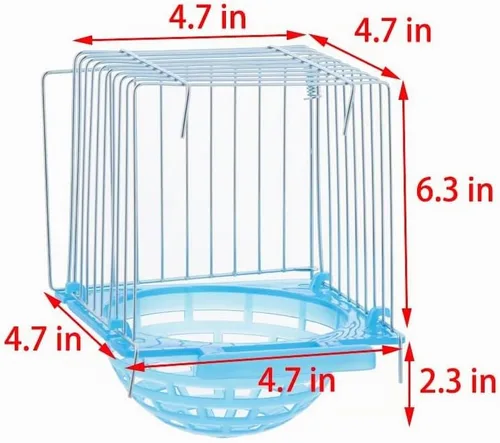 Vista 7 de Paquete de 4 nidos para eclosionar pájaros, jaula canaria, nido de cría de loros, cuenco de refugio de perlas con partición de alambre de púas