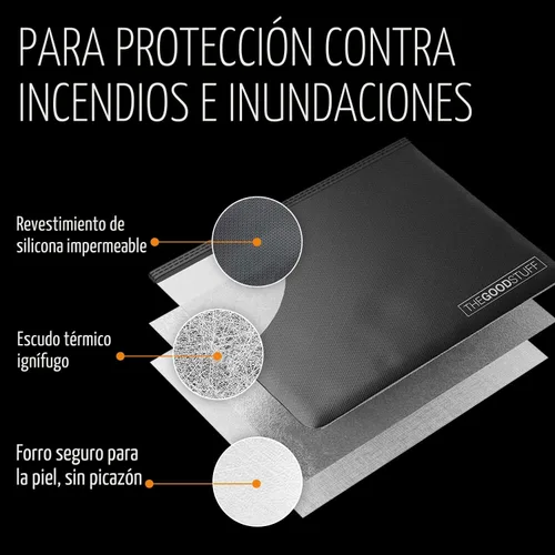 Vista 4 de Bolsa ignífuga para dinero en efectivo (10 pulgadas x 13 pulgadas) – Portadocumentos impermeable con cremallera, protege papeles importantes