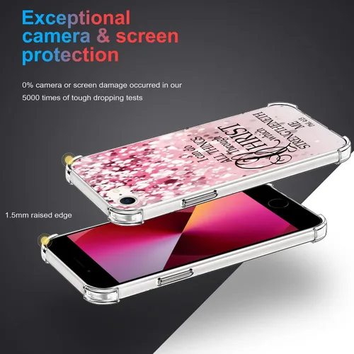 Vista 3 de Funda protectora para iPhone SE 3 / SE 2/7/8 con versículo bíblico [ajuste delgado y cobertura completa] parachoques compatible con teléfono 8/7/SE