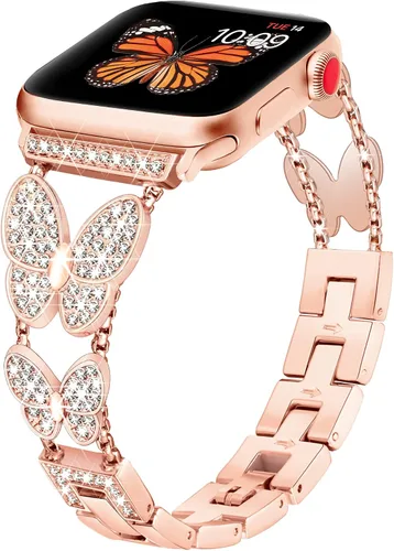 Vista 11 de Banda Mariposa Compatible con Correas de Apple Watch de 40mm 41mm 42mm (S11/10) 38mm iWatch SE Series 11 10 9 8 7 6 5 4 3, Correas delgadas