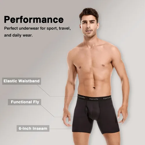 Vista 3 de Ropa Interior Atlética para Hombre, Boxer Bóxer 15 cm de Transpirabilidad para Hombre, Paquete, Anti Rozaduras, Bragueta 1