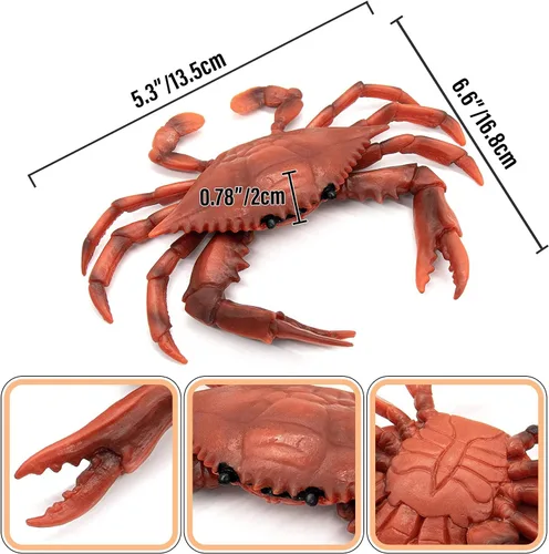 Vista 2 de AUEAR Cangrejo de plástico para decoración, criaturas artificiales de la vida marina, animales simulados, regalo creativo, rojo, paquete de 2