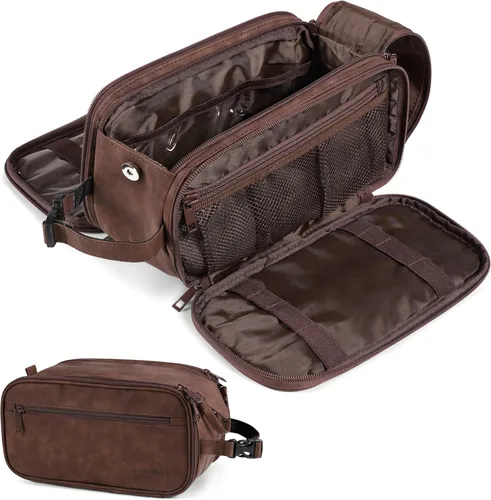 Vista 10 de PAVILIA Neceser para hombres y mujeres, bolsa de viaje, estuche organizador de artículos de tocador, artículos esenciales de viaje, kit de afeitado